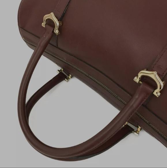 Vintage Must de Cartier 1975 Leather Boston Travel Hand Bag Bordeaux/3AD2295 - Picture 6 of 9